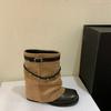 Retro style woven belt belt buckle stack boots women's new thick heel short boots locomotive boots western cowboy boots
