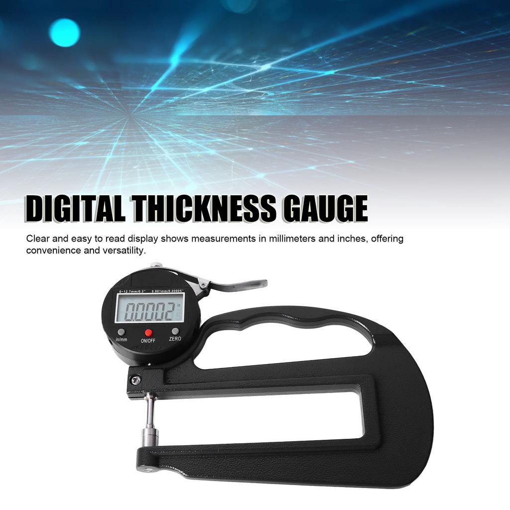 Digital Thickness Gauge 0.001mm 0.00005in Resolution 12.7mm 0.5in Range Aluminum Alloy Dial Thickness Meter