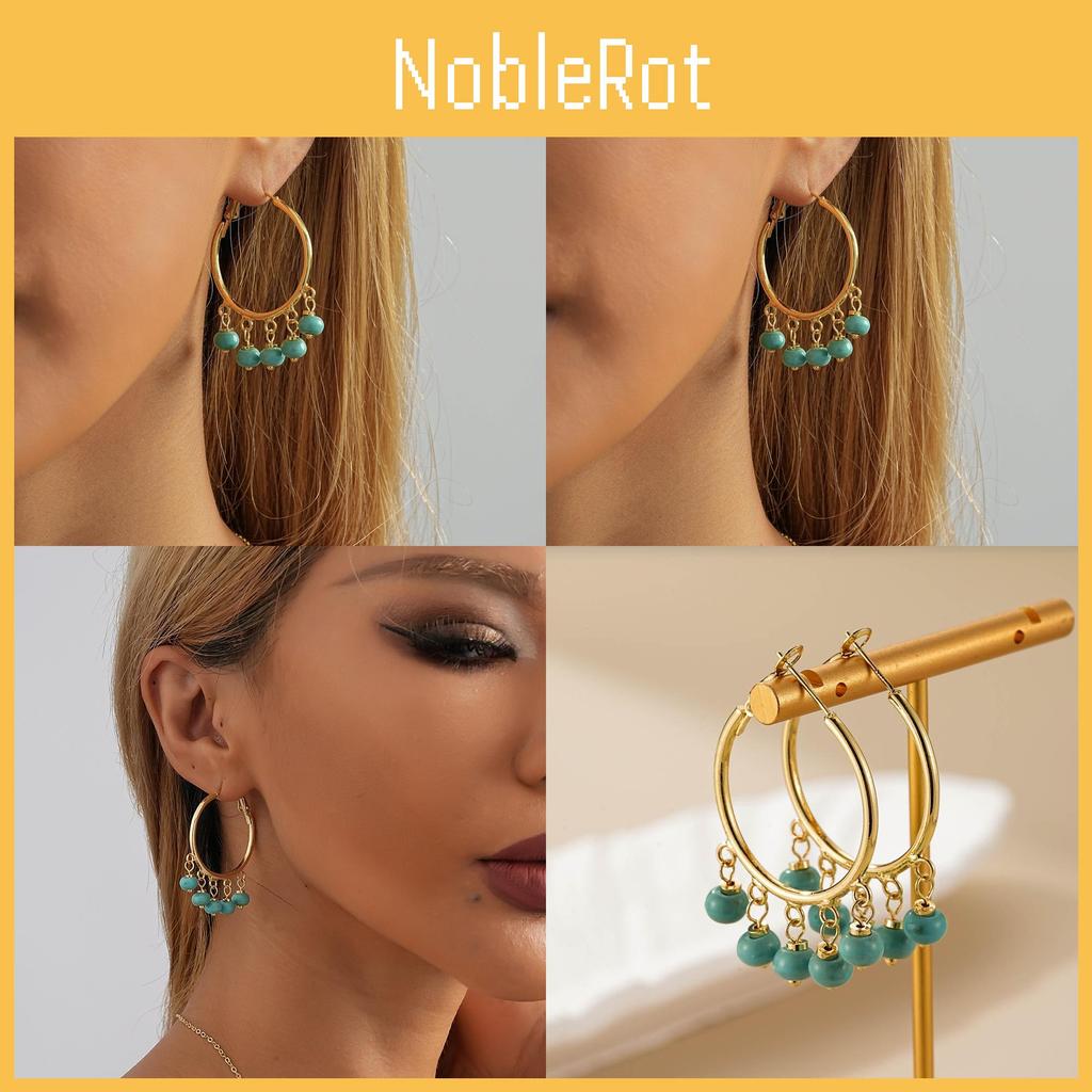 Copper Blue Earrings With Natural Stones Simple And Elegant Circle Earrings