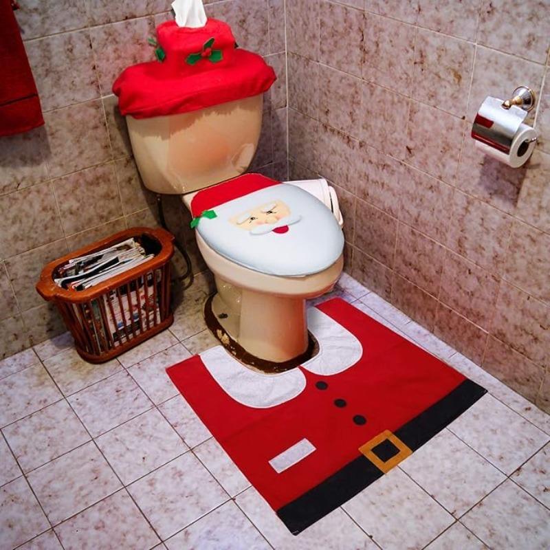 1-5Sets ChristmasToilet Seat CoverDecorations Christmas Elf Toilet Seat Cover Set ChristmasBathroom Decor Xmas Home Indoor Decor