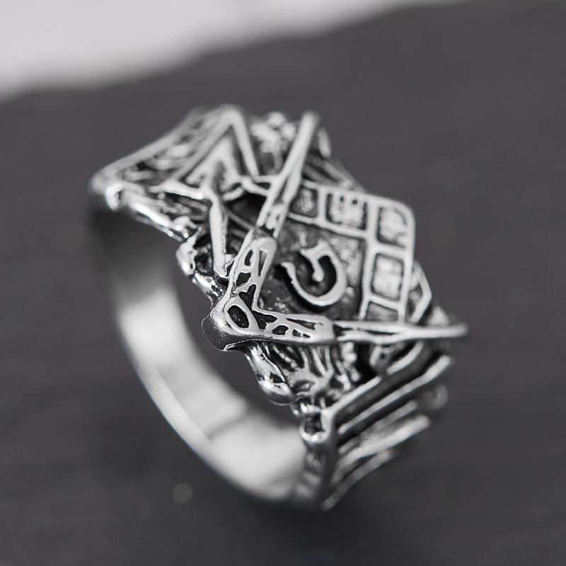 Hip Hop Punk Pánský prsten s masonským symbolem Dámský Vintage Módní Osobnost Kreativní Párty Zirkon Dárek