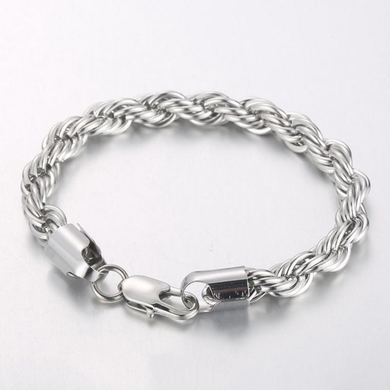 20/21/22cm Stainless Steel Twisted Rope Link Chain for Men Stainless Steel Wrist Jewelry
