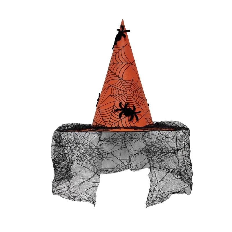 Cosplay Costume Witch Hat Mesh Wizard Hat for All Age Halloween Party Hat Role Play Witch Hat Cloche Hat Headwear