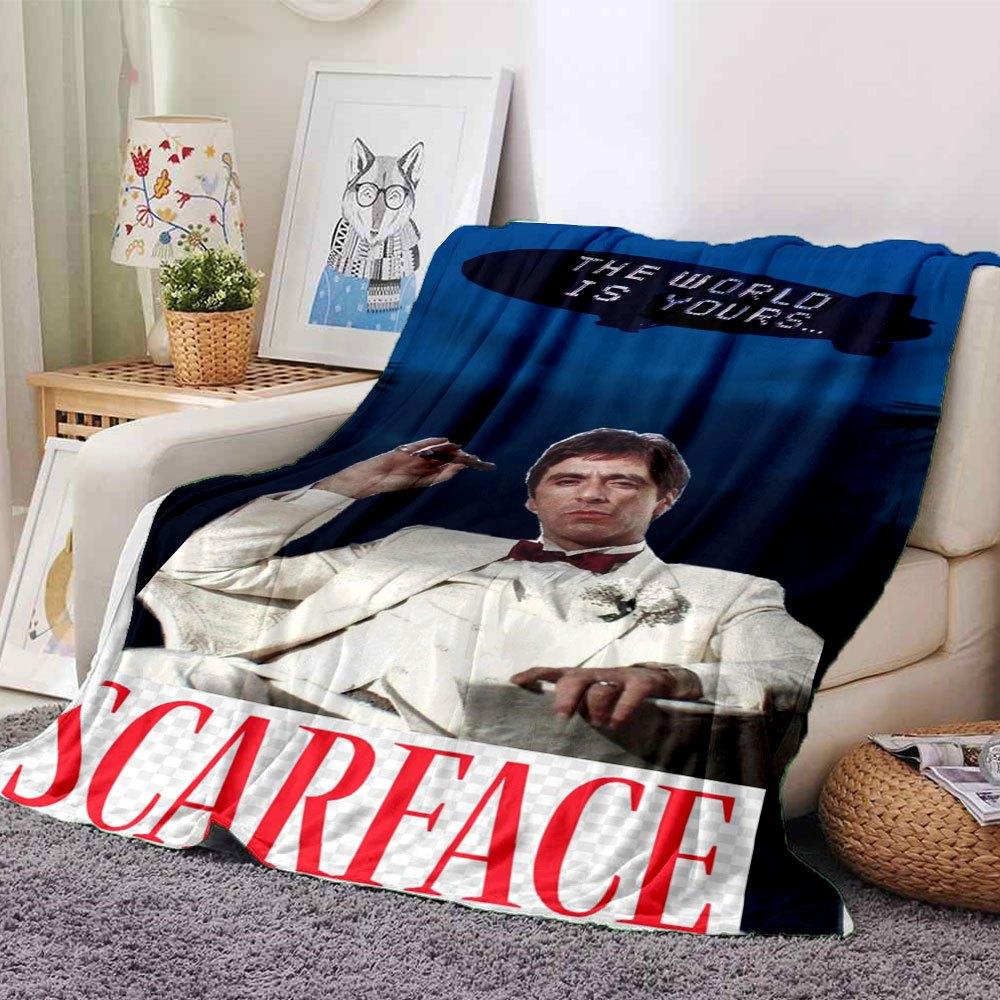 

1pc Scarface-Inspired Flannel Blanket - Soft Cozy All-Season Throw for Bedroom, Sofa, Camping, Travel - Perfect Gift for Movie FansB80 80cmx120cm(31inx47in)