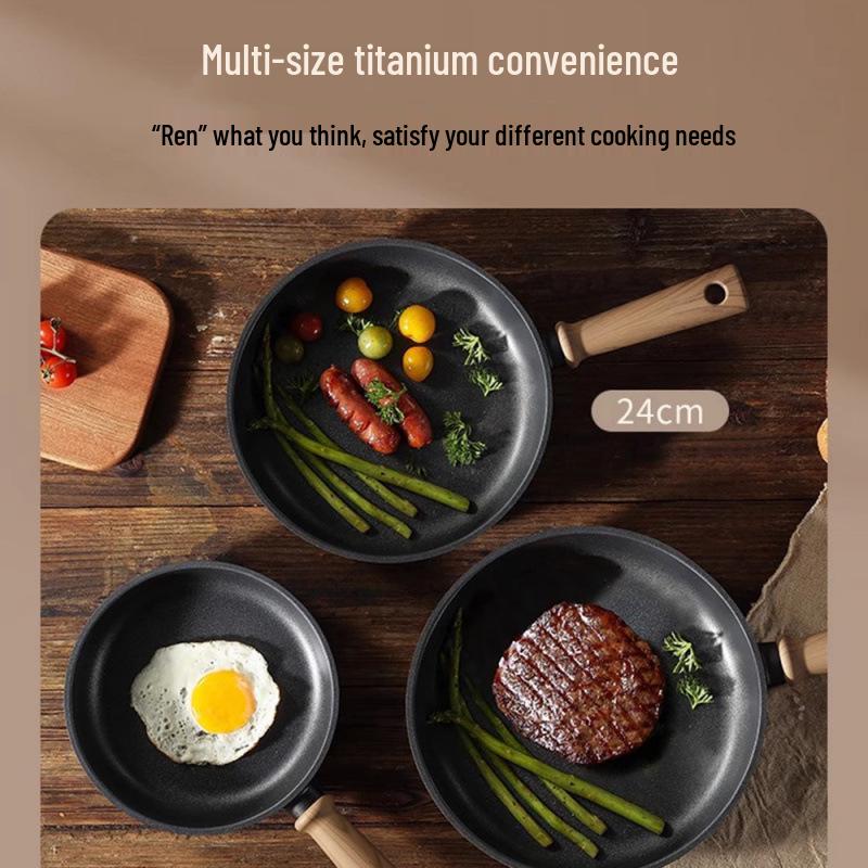 Lightweight Non-Stick Titanium Wok for Induction Cookers - Ideal for Frying Steak & Eggs