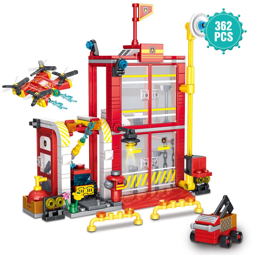 

Несколько наборов зданий пожарной части города, Игрушка для пожаротушения, Набор строительных кирпичиков с пожарной машиной и вертолетом, Подарки для мальчиков