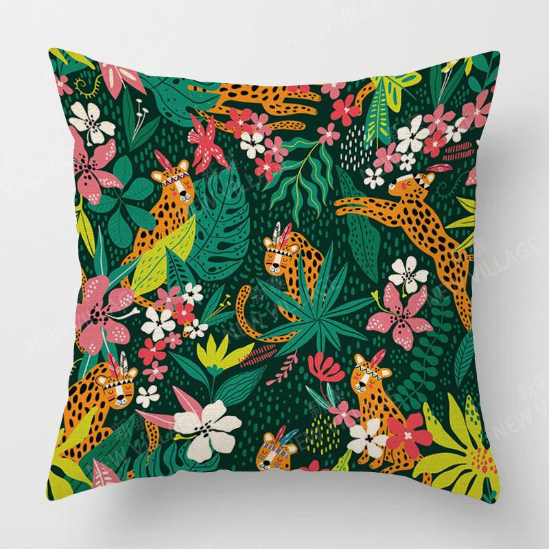 Home Decor Exotic Jungle Animals Pillow Covers For Home Pattern Cushion Cover Suitable For Sofa Bedroom Car Pillow Cover