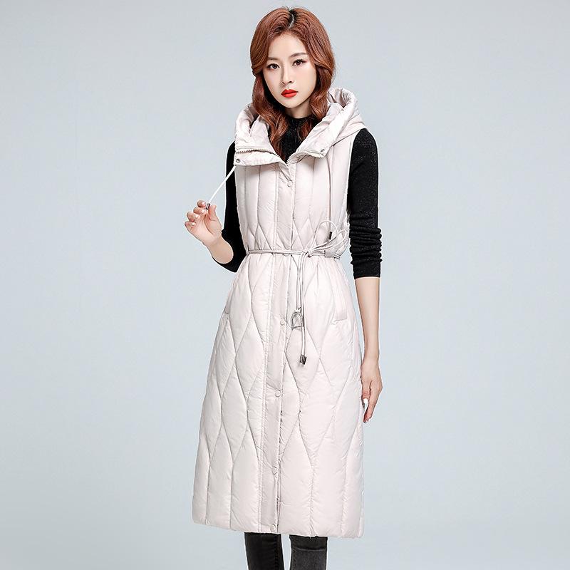 Autumn and winter fashion down cotton vest women's outer wear trend long knee waist vest loose coat