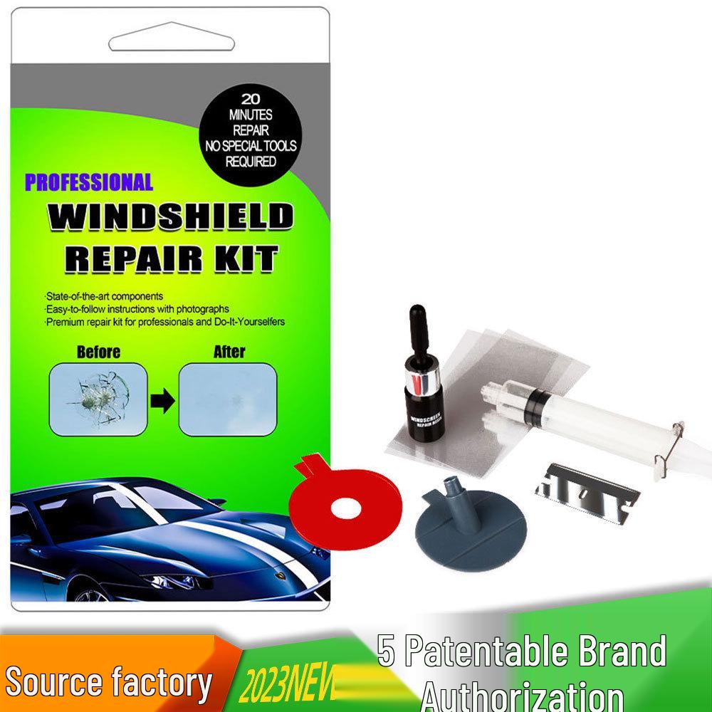 Car Windshield Repair Tool Set with Glass Repair Fluid