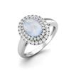 2.42 Cts Oval Moonstone Solitaire 925 Sterling Silver Halo Engagement Women Ring