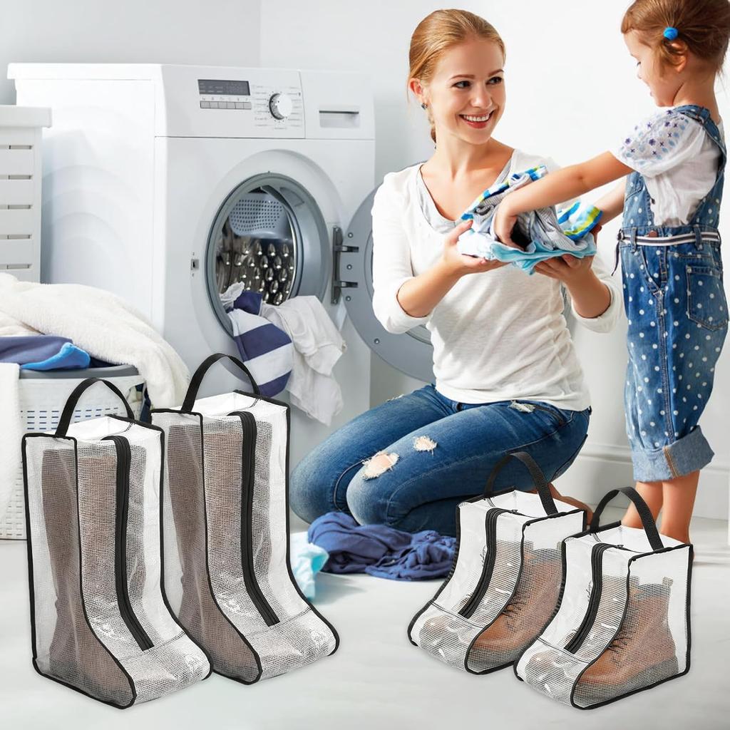 Portable Boots Storage, Tall Boots Storage Short Boots Protector Bag, Shoe Dust Bags,Shoe Sleeves for Travel,Clear Packing Organizers for Men & Women