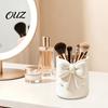 Makeup Brush Organizer Storage Box with Bow Decor, 3D Printed Multifunctional Organizer, Compact Beauty Product Durable Plastic Cosmetic Case