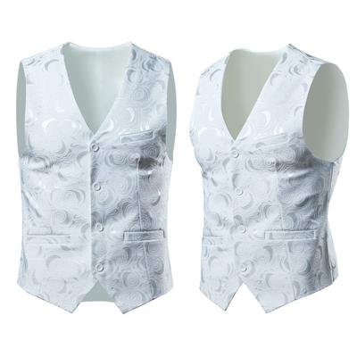 Männer Weste Mantel Ärmellos Blumendruck Formale Slim Fit Strickjacke Hochzeit Party V-ausschnitt Plus Größe Einreiher Bräutigam Weste Männer Kleidung