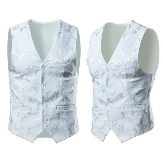 Männer Weste Mantel Ärmellos Blumendruck Formale Slim Fit Strickjacke Hochzeit Party V-ausschnitt Plus Größe Einreiher Bräutigam Weste Männer Kleidung