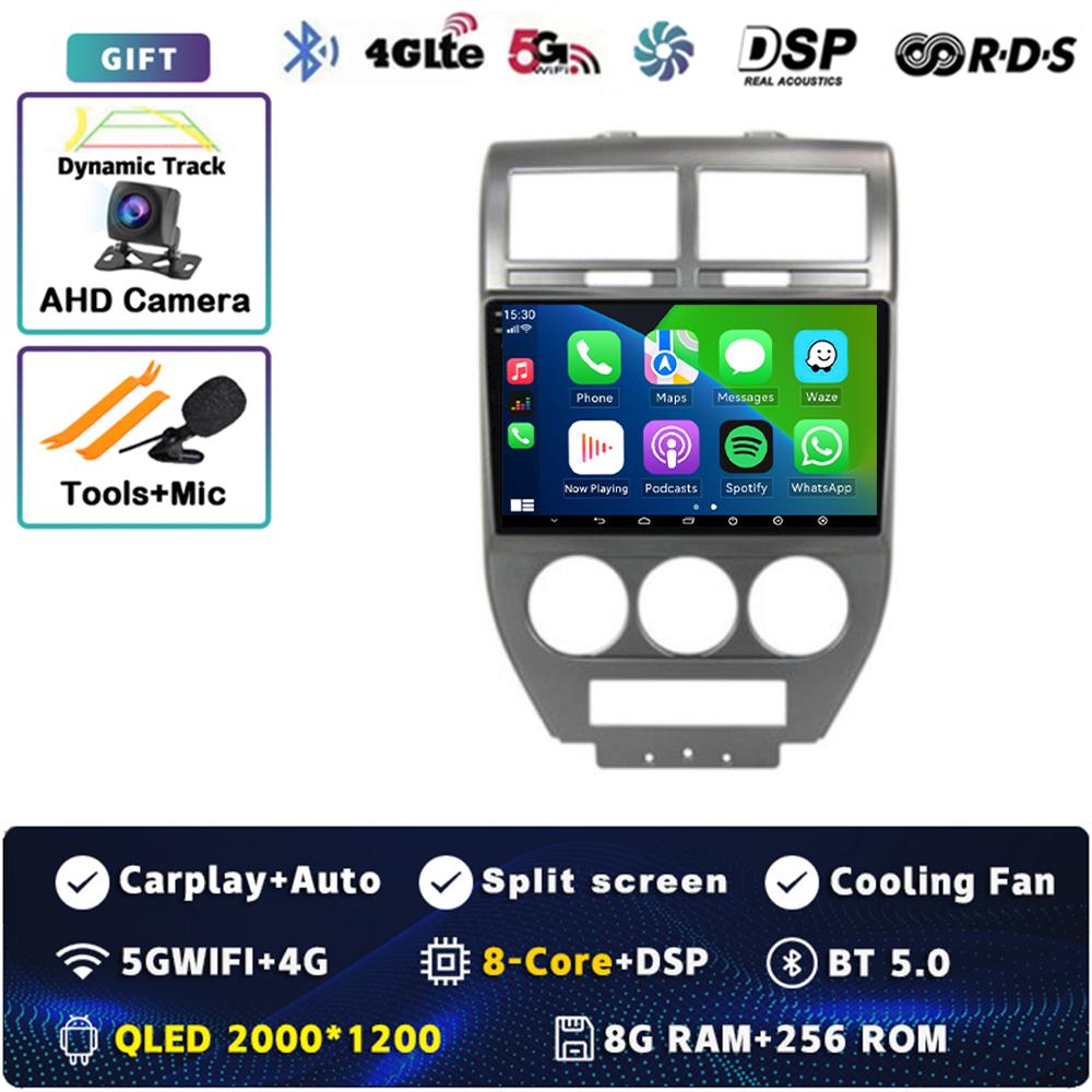 Android 14 CarPlay Car Radio for Dodge Caliber Jeep Compass 1 MK Patriot 2006 - 2010 Multimedia Navigation GPS Stereo Auto Video