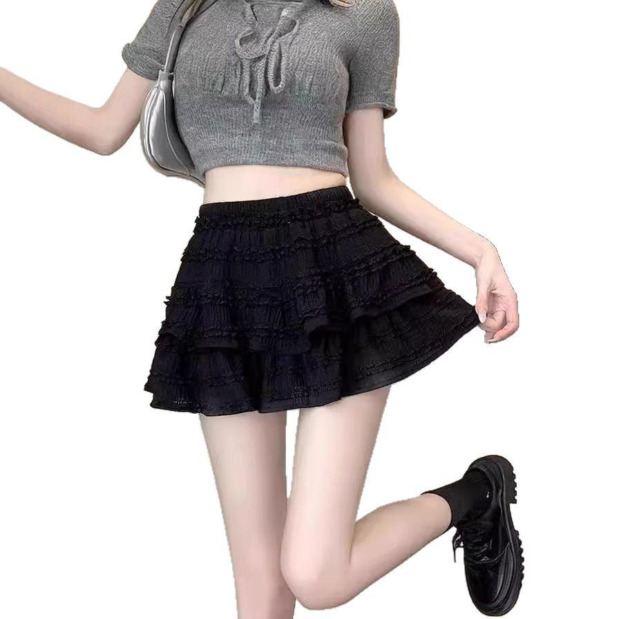 Elastic Waist Puff Cake Midi Skirt, Slimming Ballet Dress for Girls