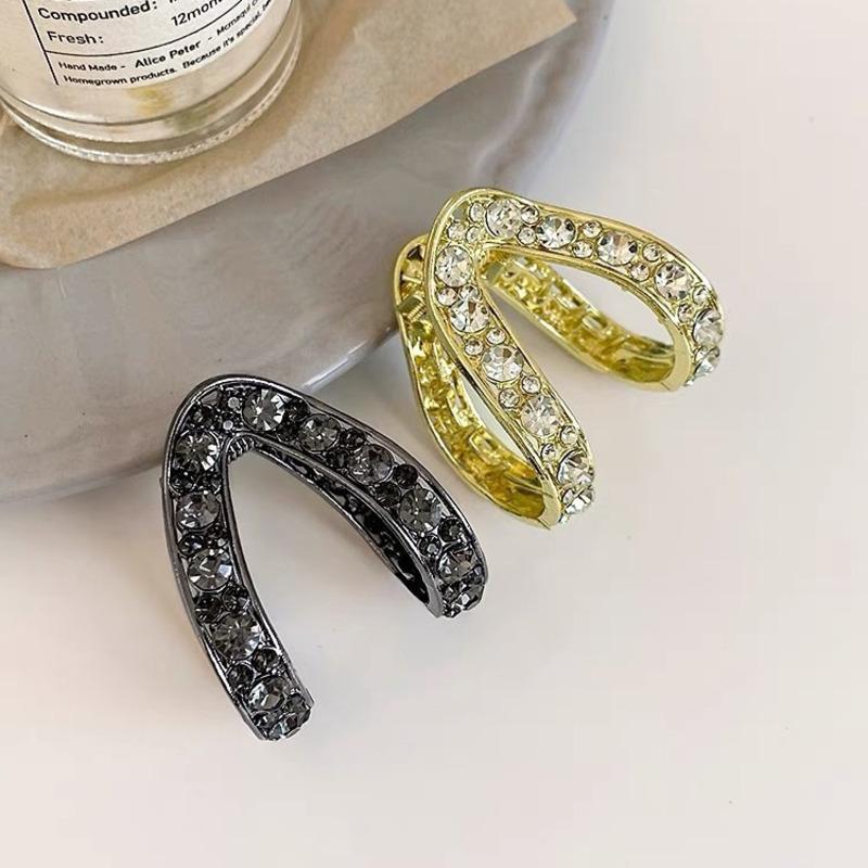 New Fashion Rhinestone Hair Clip Claw For Women Metal Small Ponytail Hair Crabs Thick Hairpins French Headdress Hair Accessories