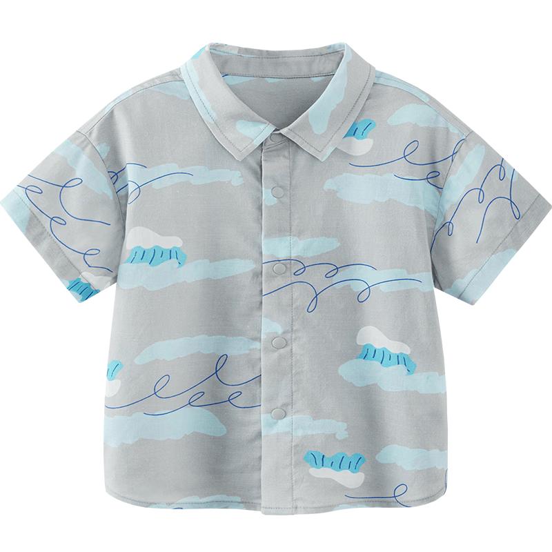 Minibala Boys' Summer Cotton Blend Short Sleeve Shirt