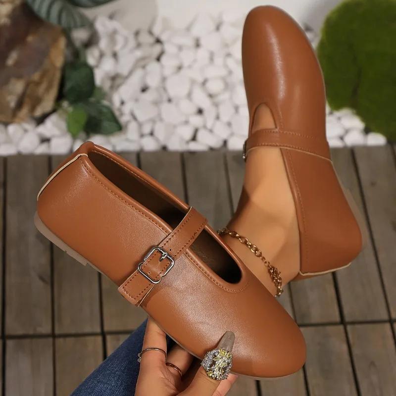 2024 m. karštai parduodami moteriški batai, apvalūs, žemakulniai, laisvalaikio sportiniai batai seklia burna Minkšta rudeninė nauja suknelė, patogi Zapatos