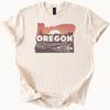 Oregon Graphic T Shirt Sunset Landscape Waterfall Trees Nature Outline State Map Outdoors Adventure Scenic Art Tee Oregon Shirt