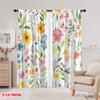 2pcs,2D Plane Printing Curtain Popular Blooming Canvas Versatile Polyester (without Rod) Festive for Kitchen Living Room Office