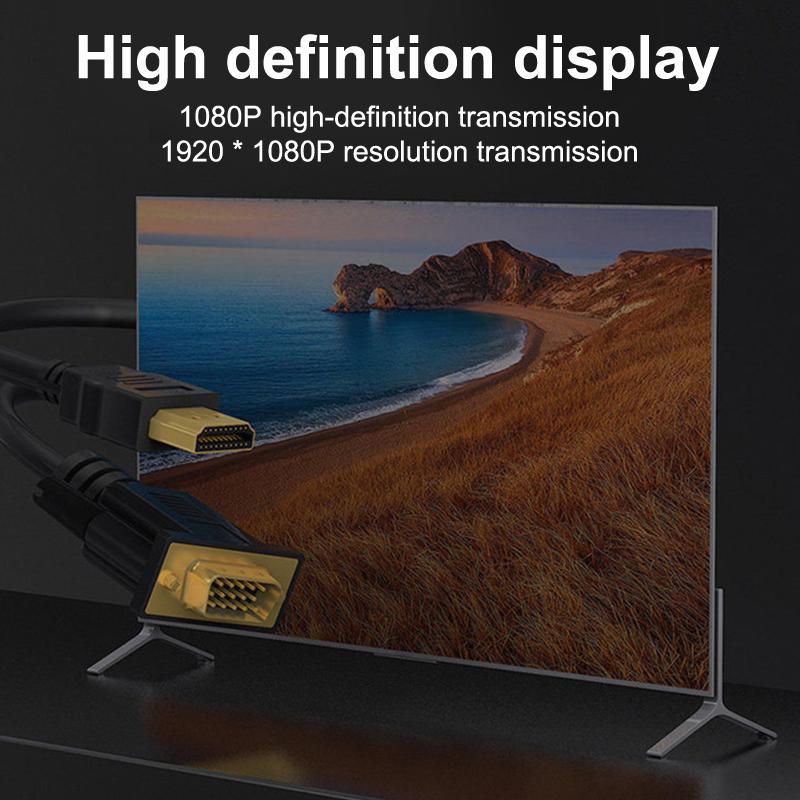 Hdmi-Compatible To Vga Adapter Connecto Line Converter Cable 1.8M Fhd 1920*1080P For Desktop Laptop Pc Tv Monitor Projector