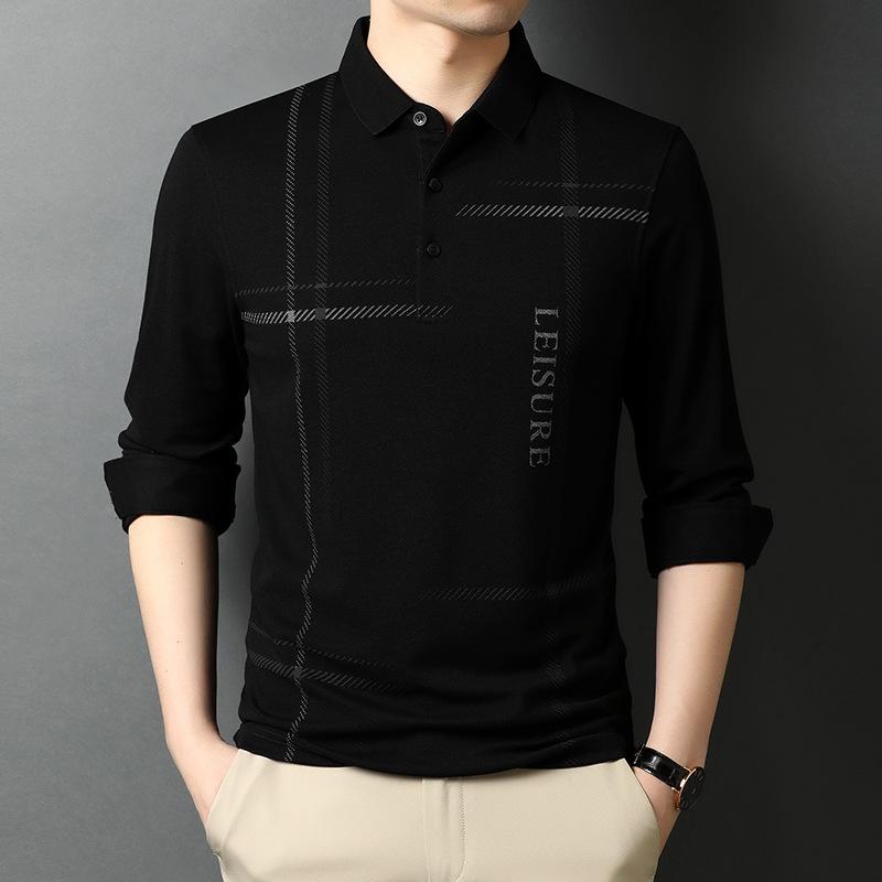 

Весна и осень, новая футболка с длинными рукавами для молодежи и мужчин среднего возраста, мужская свободная рубашка поло с принтом XXXL