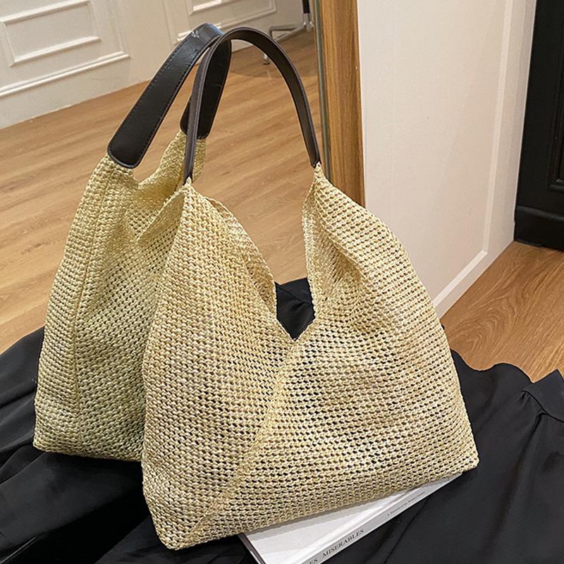Handwoven bag women's 2025 new trendy fashion retro tote bag straw bag versatile large-capacity shoulder bag