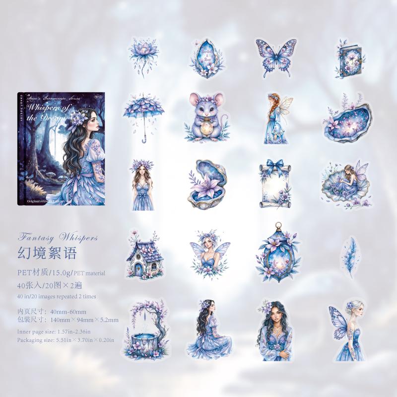 Набор наклеек с готическими магическими персонажами, 40 листов, темная ретро-тематика, винтажные ПЭТ-наклейки для скрапбукинга, DIY-крафта, украшения