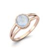 0.75 Cts Round Shape Moonstone Solitaire 925 Sterling Silver Rose Vermeil Split Shank Wedding Women Rings