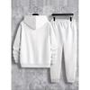 Men's Casual 2 Piece Set, Boston Printed Drawstring Pocket Hoodie and Drawstring Outdoor Casual Sports Pants