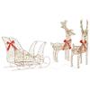 Reindeer Pull Sled Warm White 30 X 12 X 55 Cm PET