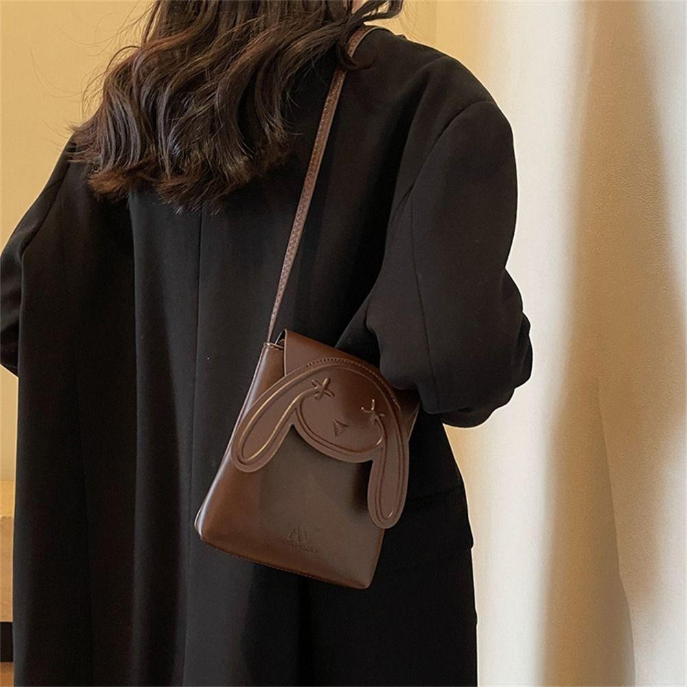 

Solid Color Messenger Bag PU Leather Sling Bag Simple Shoulder Bag Women Girls