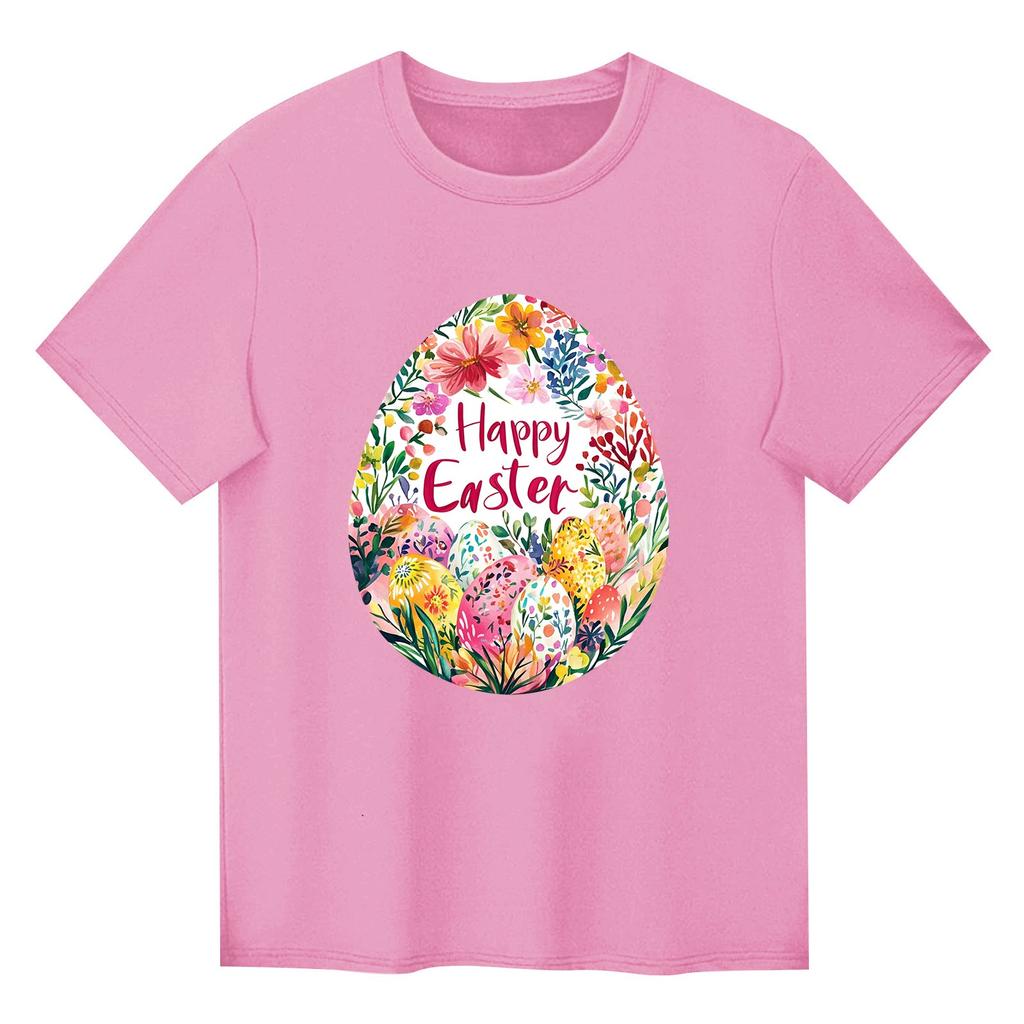 Children's Printed Short Sleeved Round Neck Casual Comfortable Loose Lightweight Top