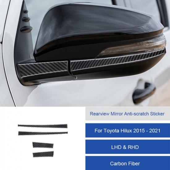 4pcs Black Carbon Fiber Rearview Mirror Cover Trim For Toyota Hilux 2015-