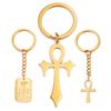 Dawapara Ancient Egyptian Ankh Cross Keychain Eye of Horus Anubis Protection Amulet Keyring Stainless Steel Jewelry