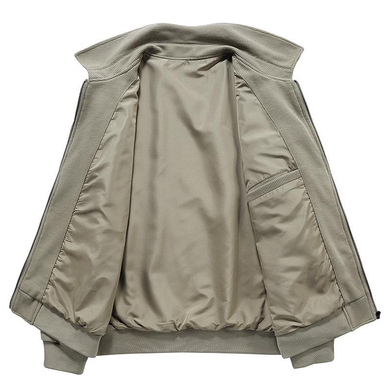 Autumn and Winter Business Casual Youth Jacket Middle-aged Loose Elastic Dad Wear Men's Tooling Stand-up Collar Jacket