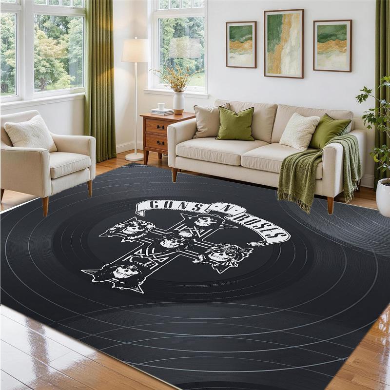 Guns N’ Roses Design Crystal Velvet Rug Soft Decorative Mat for Bedroom Entrance
