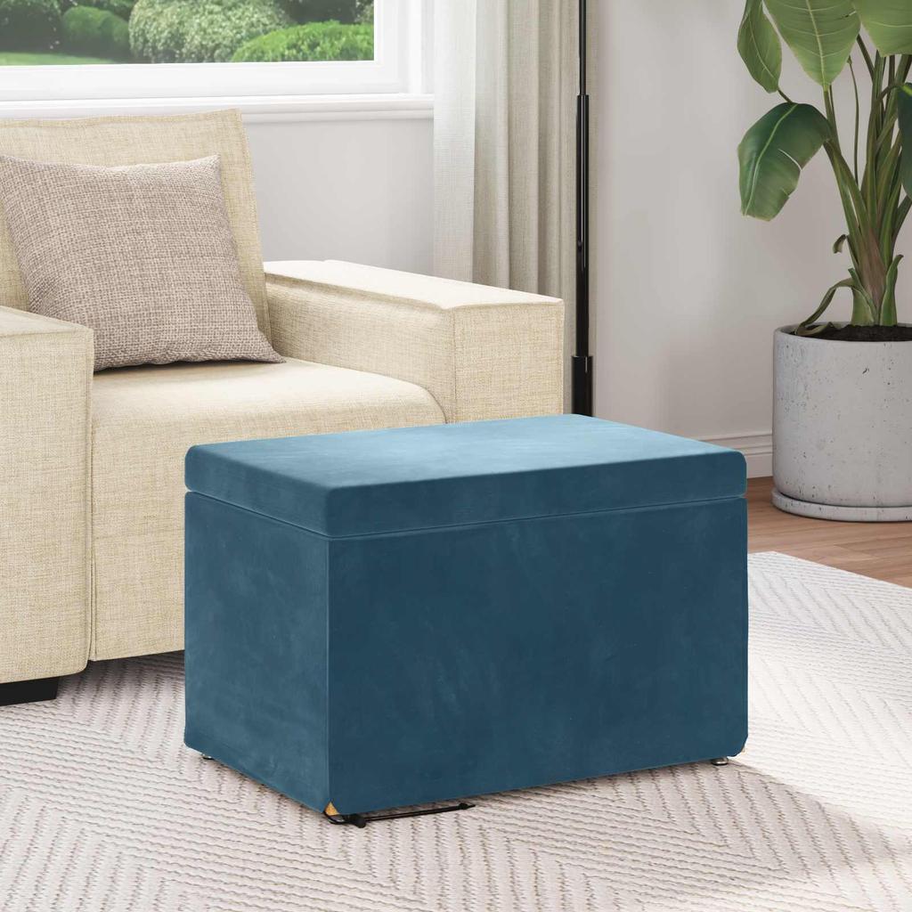 Stool Blue 61 x 41 x 40 cm Velvet and Engineered Wood