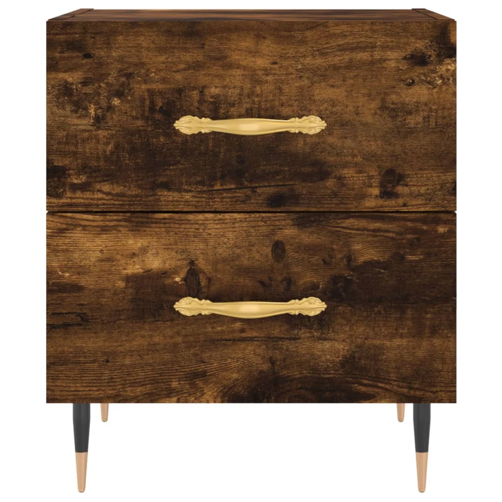 Nightstands 2 Pcs Smoked Oak Finish 40 X 35 X 47.5 Cm Engineered Wood