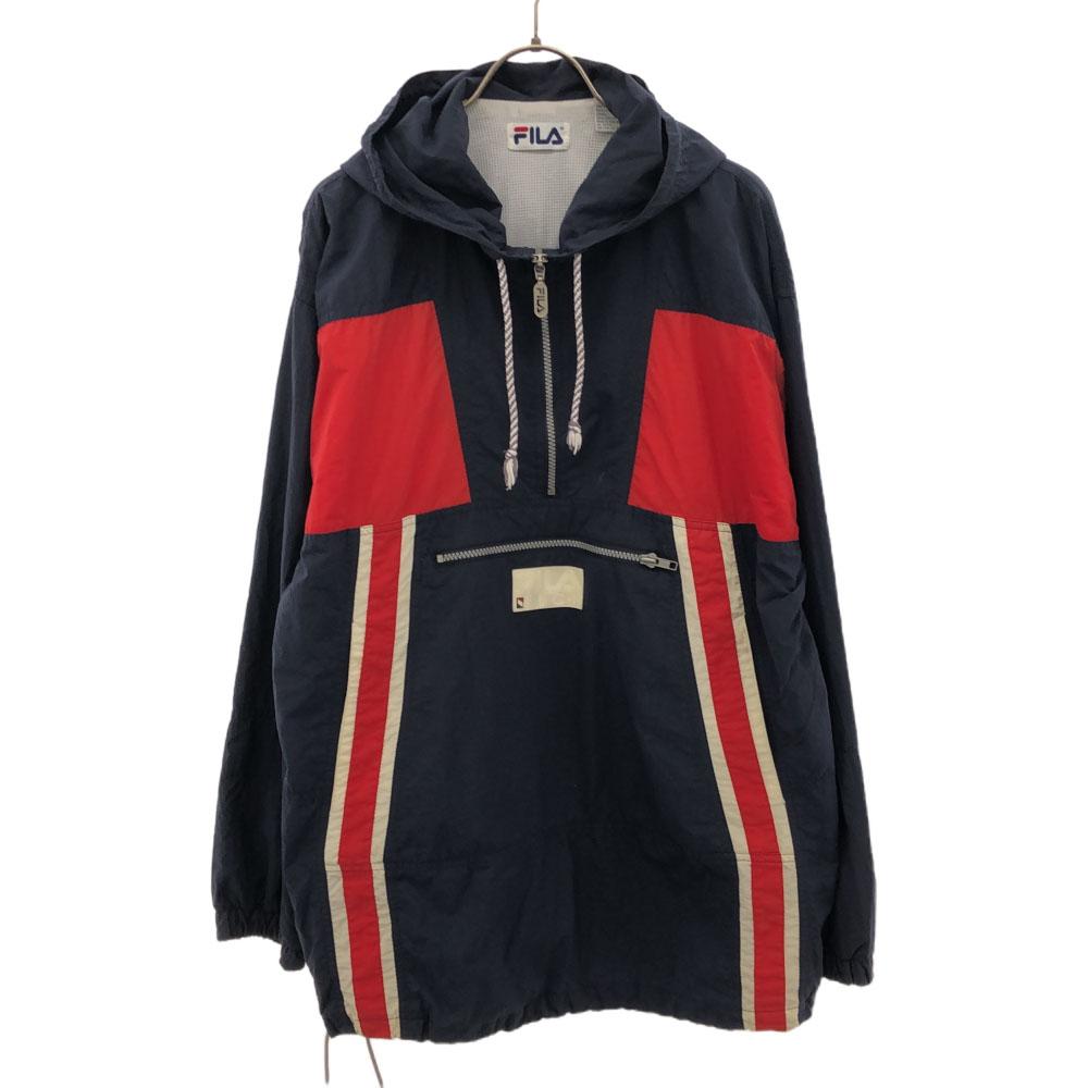 Fila 90s Logo Long Sleeve Half Zip Nylon Jacket S Pullover Hoodie Old Men's Used