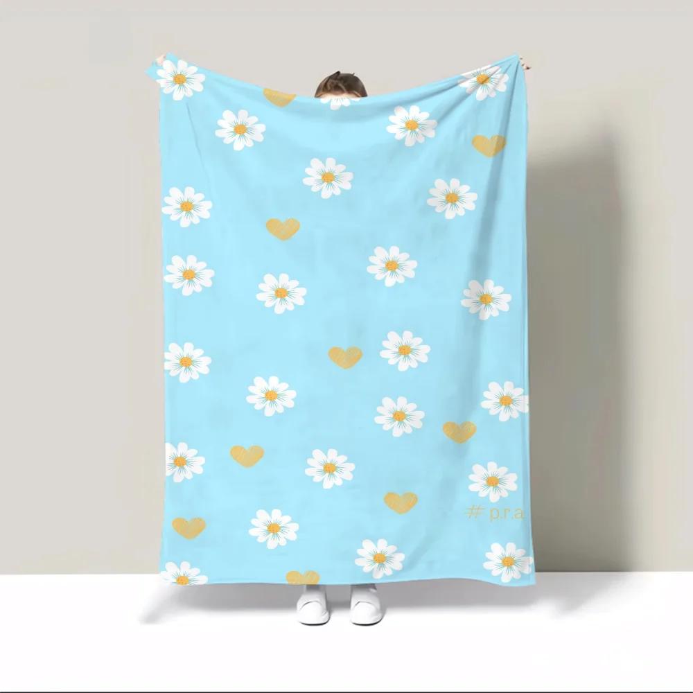 Cute Flowers Microfiber Blanket Oversized 200x300 Personalized Blanket Sofa Winter Home and Decoration Luxury Blankets Bed Throw