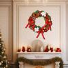 Christmas Wreath Realistic Decoration with Pine Cones Bows Balls Artificial Festival Wreath for Door Wall Porch Indoor Outdoor