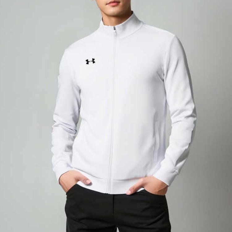 Under Armour Training Sports Knit Collar Logo Jacket Men Jackets White 21500437-100