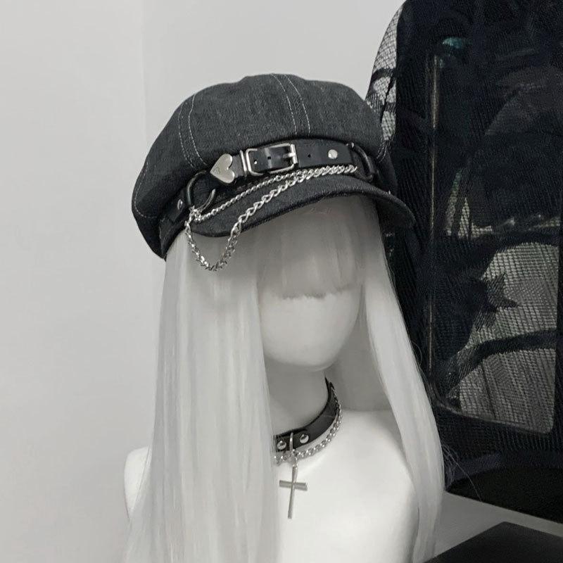 trending products 2025 cap y2k designer luxury hat y2k cap japanese accessories beret y2k stylish hat ladies cap beret lolita чёрный