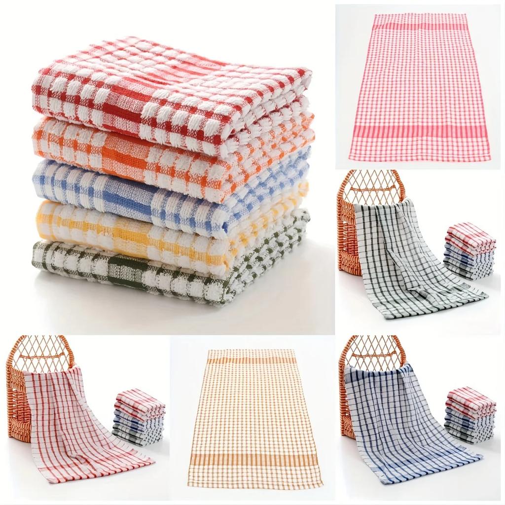 39x64cm Large Plaid Kitchen Cleaning Cloths Towels- Absorbent Reusable Dish Towels In Multipurpose Napkins Table And Outdoor Use