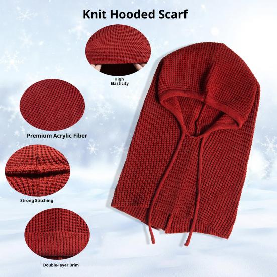 Strikket hodeplagg ensfarget justerbar snøring hettegenser skjerf høst vinter vindtett varm lue elastisk termisk lue