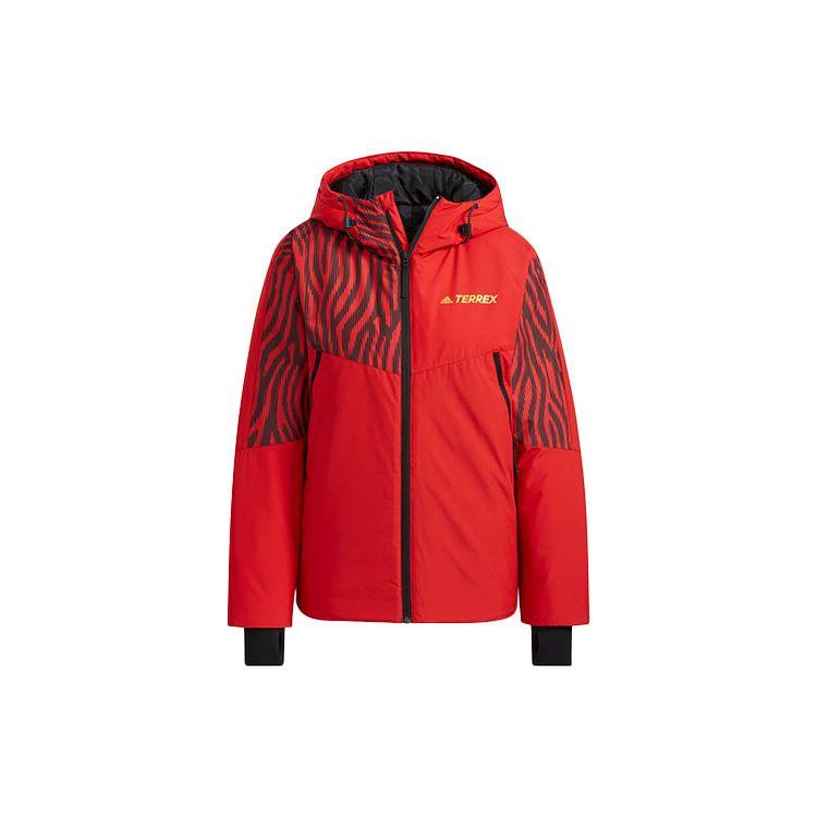 Adidas Printed Color Block Cotton Jacket Women Jackets Red HE7321
