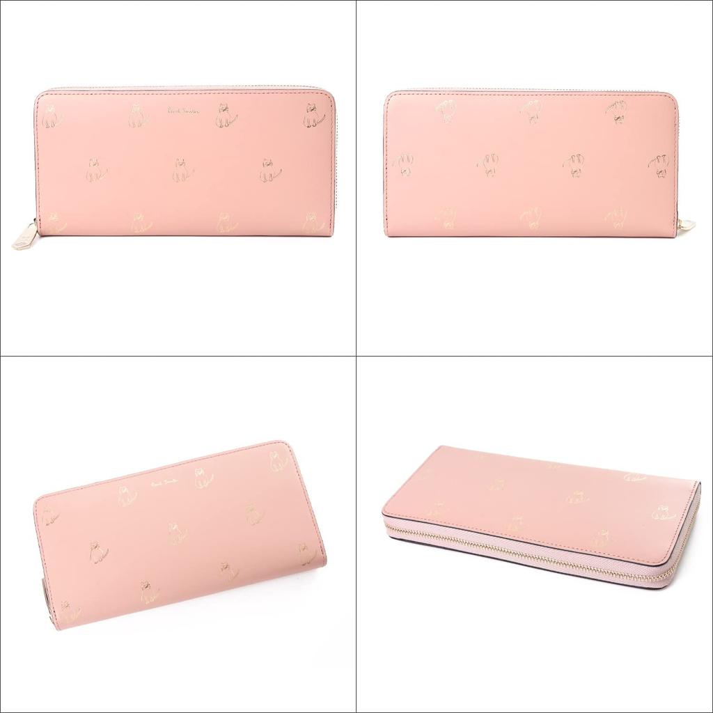 Paul Smith Personalized Round Zip Long Cat Doodle Genuine Cowhide Leather with Coin Wallet, Pattern, Purse, LV3PIM0006/BPW006 (No Personalization,