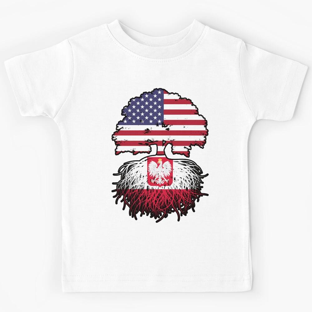 Poland Polish American USA United States America Tree Roots Flag Kids T-Shirt 140